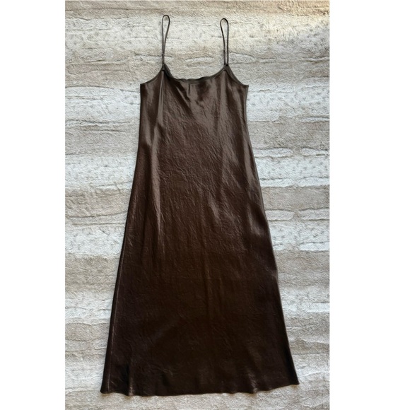 VINCE Satin Slip Dress in Nutwood Size S - Picture 6 of 16